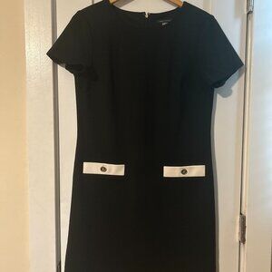 Tommy Hilfiger black shift dress with button pockets - size 8